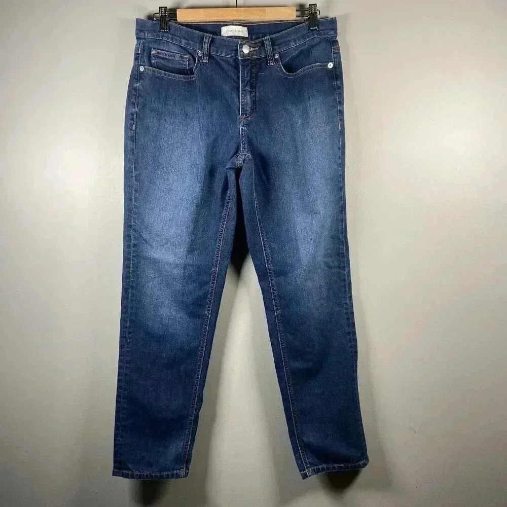Henry & Belle Skinny Jeans Women's Size 31 Blue Mid Rise Dark Wash Whisker Faded